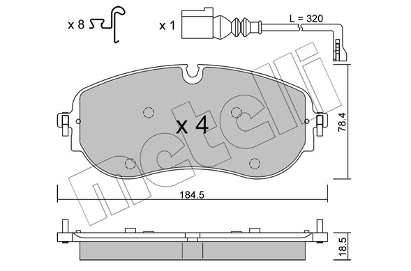 Kit pastiglie freno, Freno a disco - 22-1320-0 METELLI