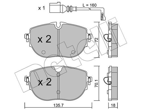 Kit pastiglie freno, Freno a disco - 22-1321-0 METELLI