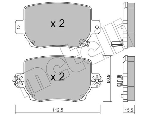 Kit pastiglie freno, Freno a disco - 22-1334-0 METELLI