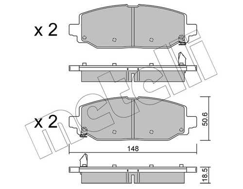 Brake Pad Set, disc brake - 22-1335-0 METELLI