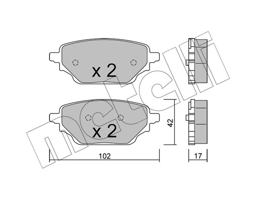 Brake Pad Set, disc brake - 22-1352-0 METELLI