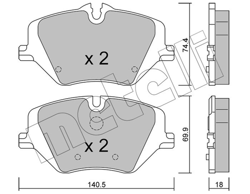 Kit pastiglie freno, Freno a disco - 22-1354-0 METELLI