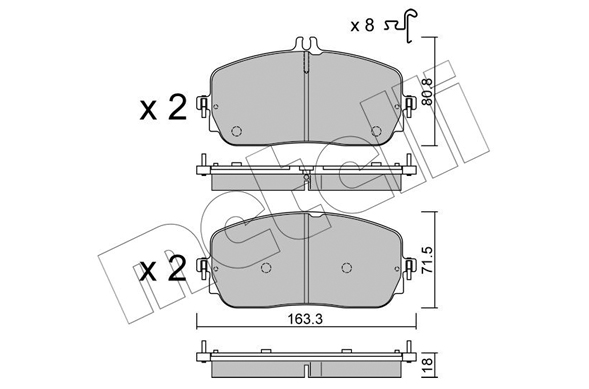 Brake Pad Set, disc brake - 22-1357-0 METELLI