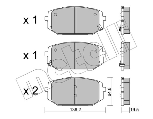 Brake Pad Set, disc brake - 22-1361-0 METELLI