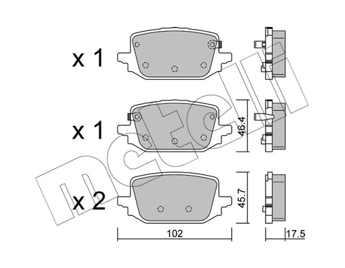 Brake Pad Set, disc brake - 22-1366-0 METELLI