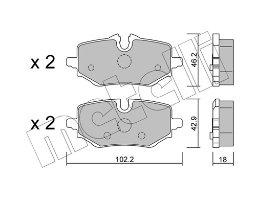 Brake Pad Set, disc brake - 22-1368-0 METELLI