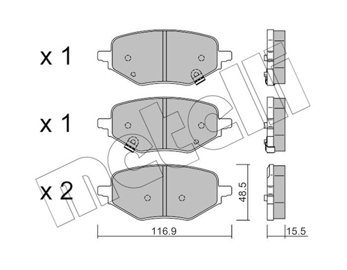 Brake Pad Set, disc brake - 22-1394-0 METELLI