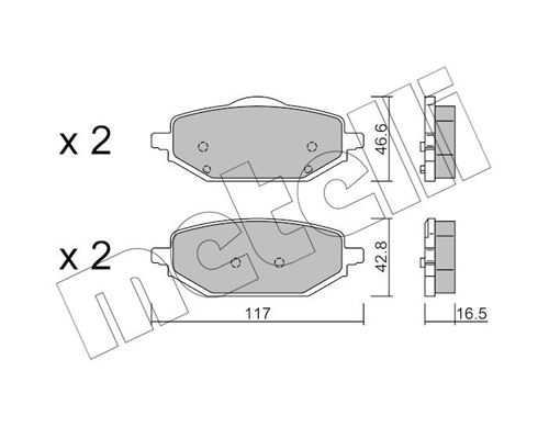 Brake Pad Set, disc brake - 22-1395-0 METELLI