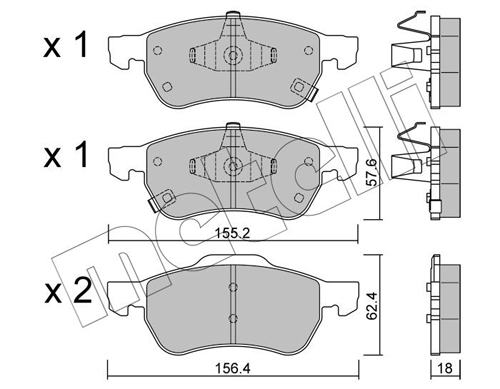 Brake Pad Set, disc brake - 22-1408-0 METELLI
