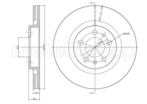Brake Disc - 23-0391C METELLI
