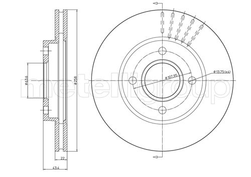 Brake Disc - 23-0476C METELLI