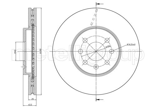 Brake Disc - 23-0825C METELLI