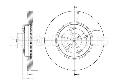 Brake Disc - 23-0843C METELLI