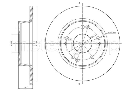 Brake Disc - 23-0996C METELLI