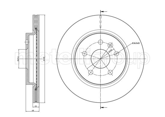 Brake Disc - 23-1009C METELLI