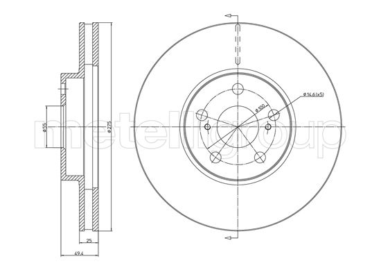 Brake Disc - 23-1057C METELLI