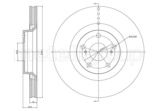 Brake Disc - 23-1333C METELLI