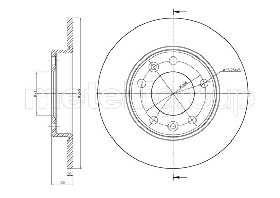 Brake Disc - 23-1509C METELLI