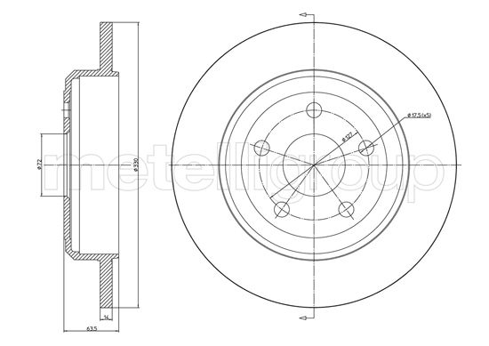Brake Disc - 23-1564C METELLI