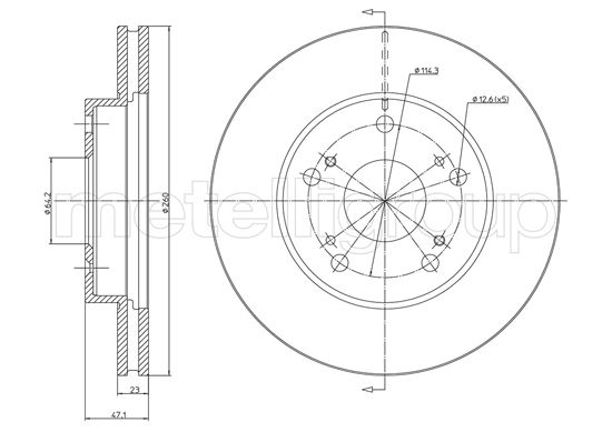 Brake Disc - 23-1635C METELLI