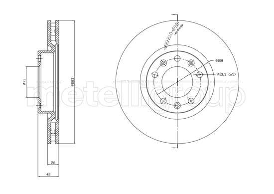Brake Disc - 23-1764C METELLI