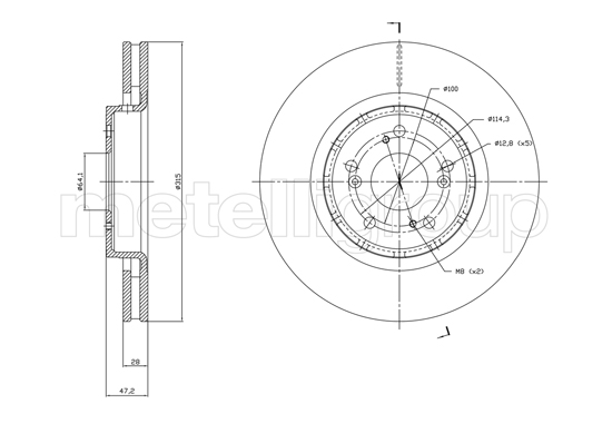 Brake Disc - 23-1829C METELLI
