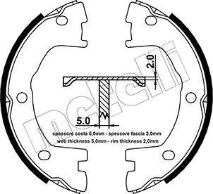 Kit ganasce, Freno stazionamento - 53-0077 METELLI