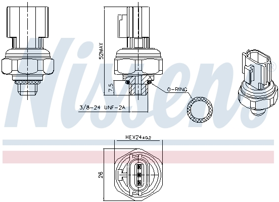 Pressure Switch, air conditioning - 301077 NISSENS