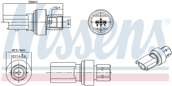 Pressure Switch, air conditioning - 301136 NISSENS