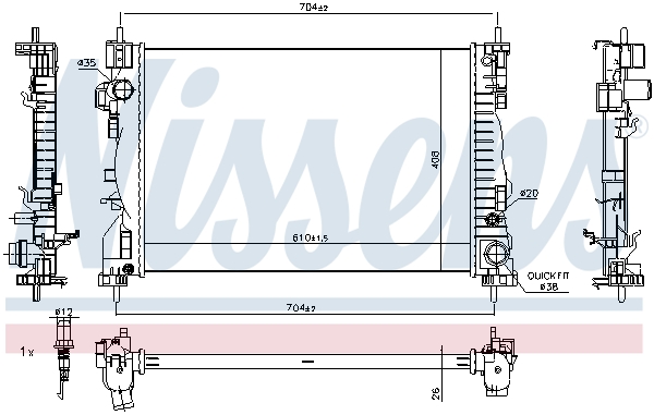 Radiator, engine cooling - 60062 NISSENS