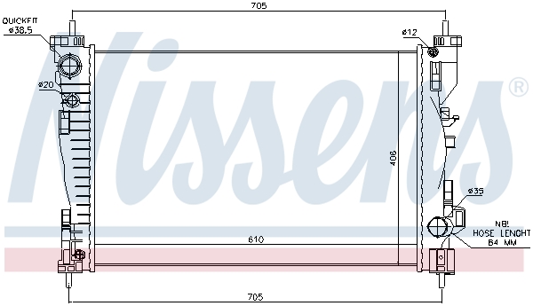 Radiator, engine cooling - 60064 NISSENS