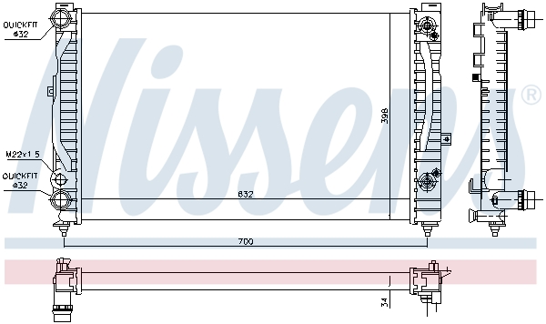 Radiator, engine cooling - 60229 NISSENS