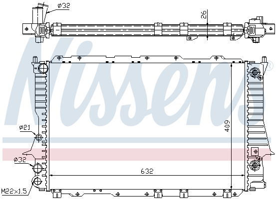 Радиатор, охлаждение двигателя - 60477 NISSENS