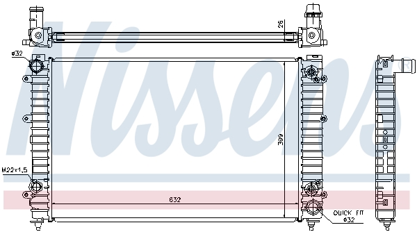 Radiator, engine cooling - 60493A NISSENS