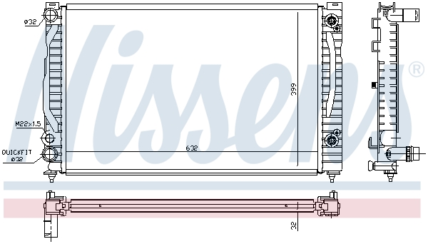Radiator, engine cooling - 60494 NISSENS