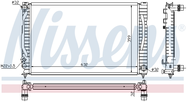 Radiator, engine cooling - 60497 NISSENS
