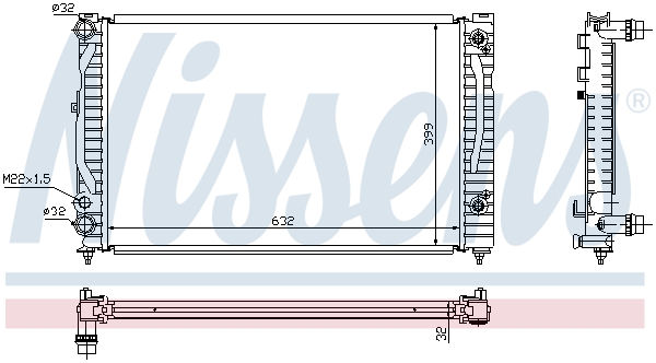 Radiator, engine cooling - 60499 NISSENS