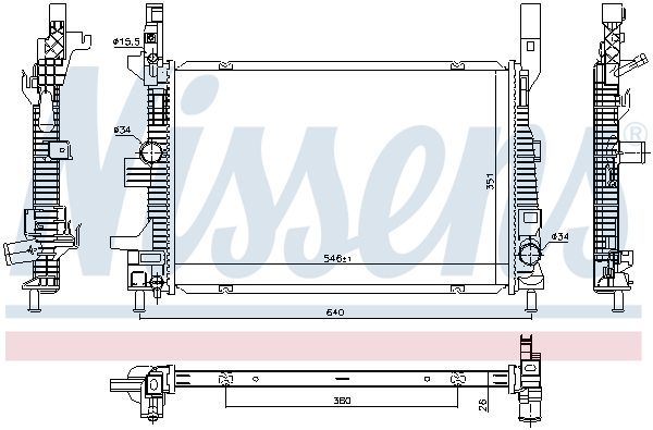 Radiator, engine cooling - 606033 NISSENS