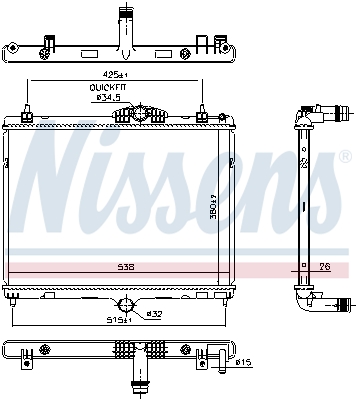 Radiator, engine cooling - 606055 NISSENS