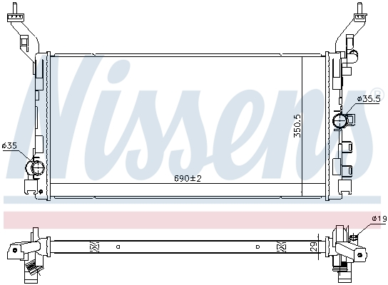 Radiator, engine cooling - 606058 NISSENS