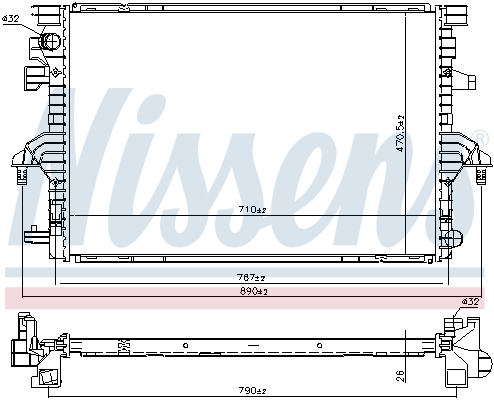 Radiator, engine cooling - 606088 NISSENS