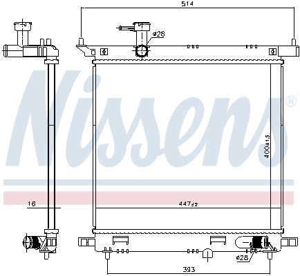 Radiator, engine cooling - 606138 NISSENS