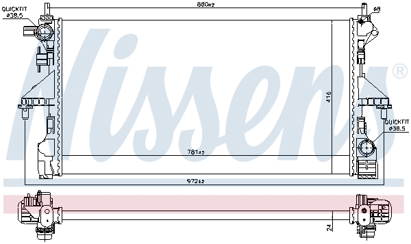 Radiator, engine cooling - 606169 NISSENS