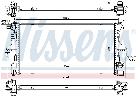 Radiator, engine cooling - 606170 NISSENS