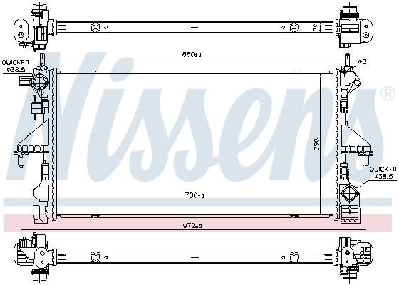 Radiator, engine cooling - 606171 NISSENS
