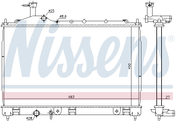 Radiator, engine cooling - 606181 NISSENS