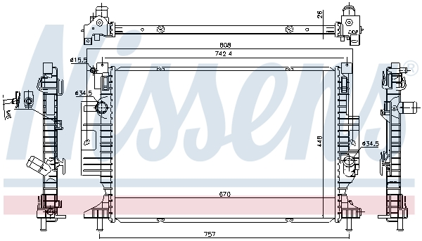 Radiator, engine cooling - 606215 NISSENS