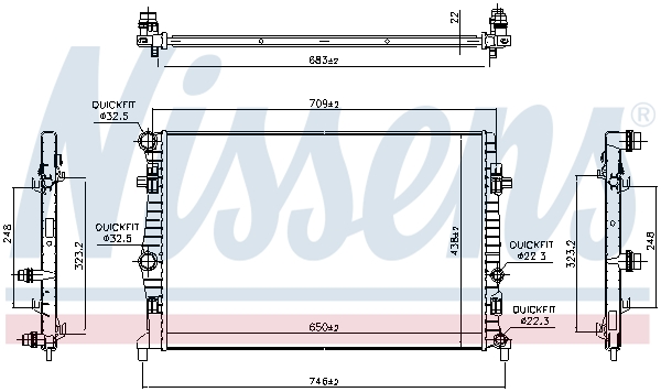 Radiator, engine cooling - 606218 NISSENS