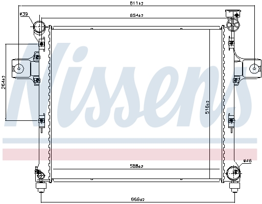 Radiator, engine cooling - 606254 NISSENS