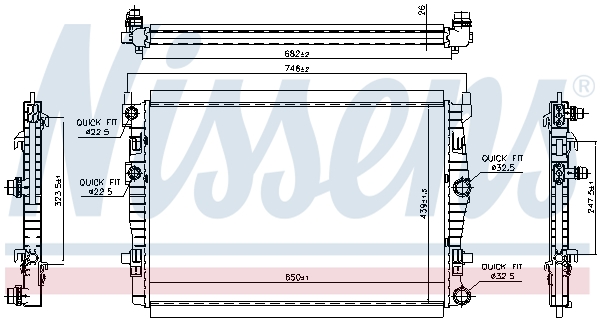 Radiator, engine cooling - 606267 NISSENS